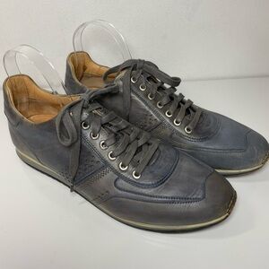 Magnanni Cristian‎ Grey Leather Lace Up Sneakers 15745 Mens Size 10